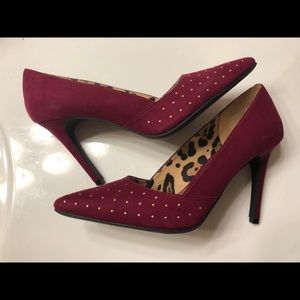 4 inch suede maroon heels